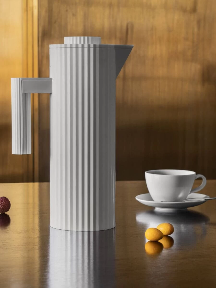 Alessi Plissé Thermosfles 1 Liter Kunststof Wit - Afbeelding 2