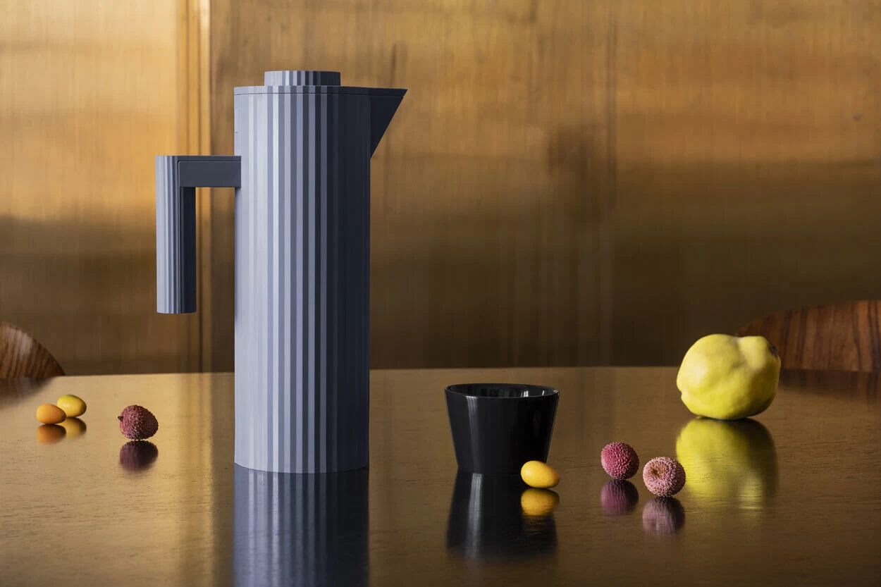 Alessi Plissé Thermosfles 1 Liter Kunststof Grijs - Afbeelding 2