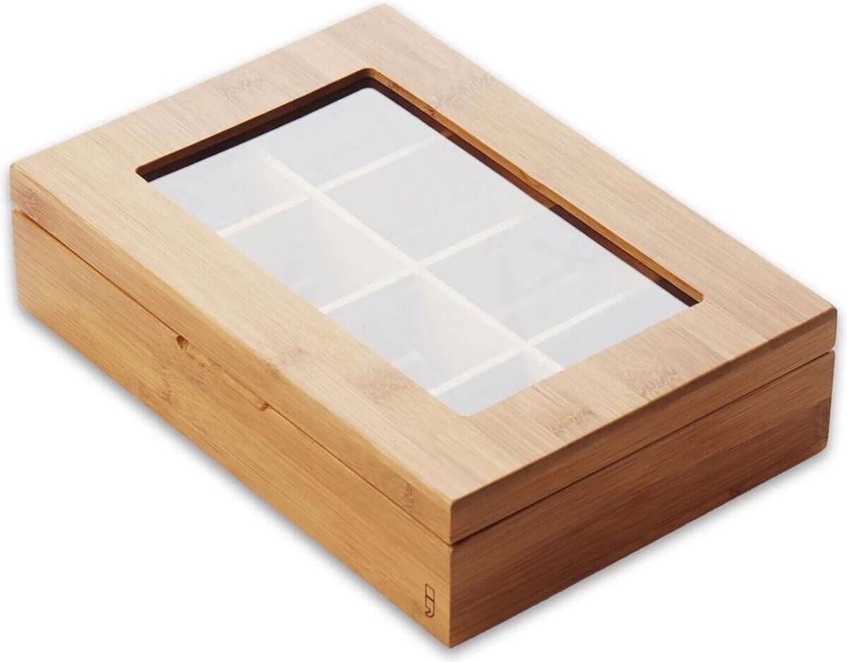 Point Virgule Theedoos 29 X 20 X 7,5 Cm 8 Vakken Bamboe