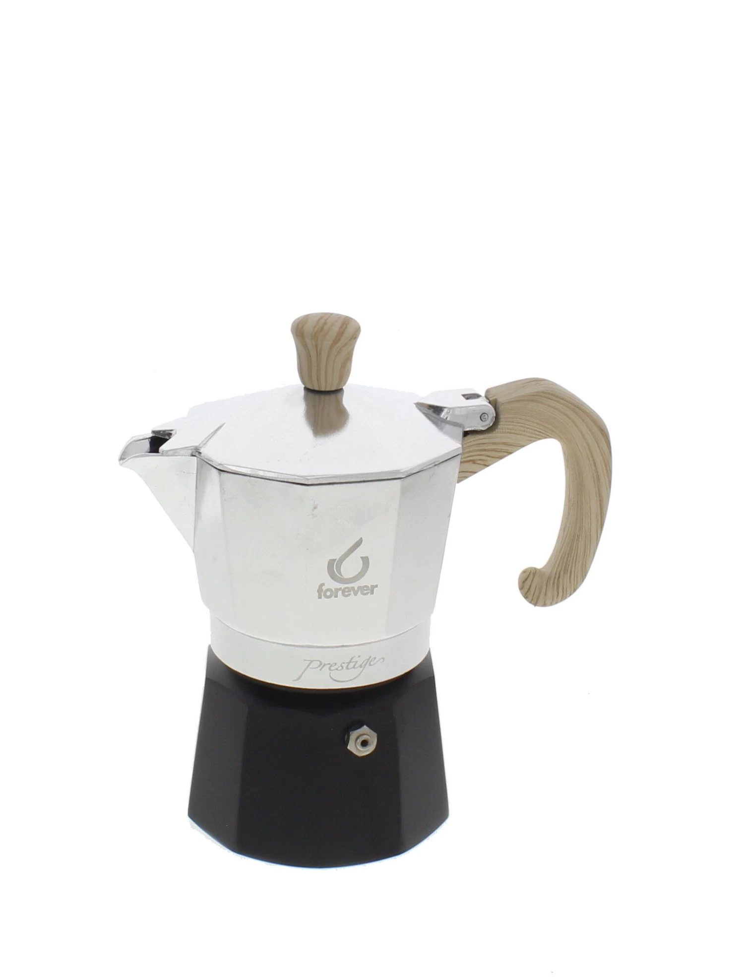 Forever Prestige Woody Mokapot 3-kops Aluminium Mat