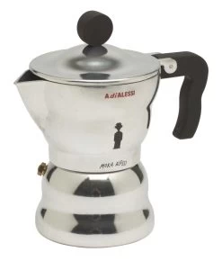 Alessi Moka Mokapot 3-kops Aluminium Glans