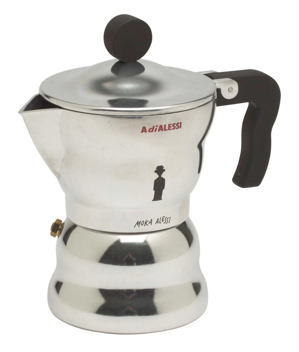 Alessi Moka Mokapot 3-kops Aluminium Glans