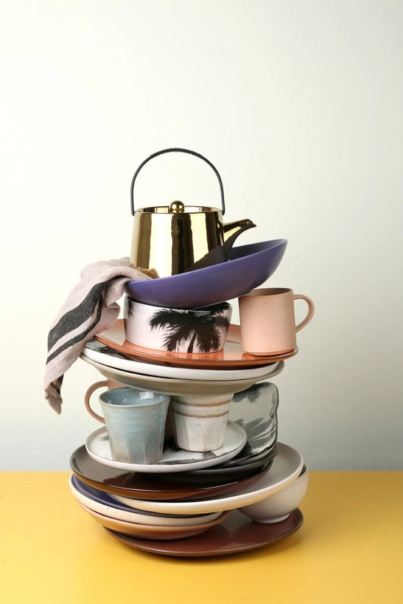 HK Living ACE6740 Bold & Basic Theepot 700 Ml Aardewerk Goudkleurig - Afbeelding 4