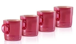 Le Creuset Metallics Mok 350 Ml Aardewerk Kersrood 4 Stuks