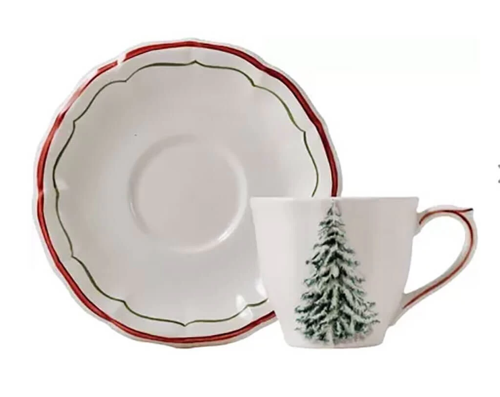 Gien Filet Noël Theekop En Schotel Keramiek